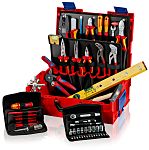 Caja para herramientas Knipex, Maletín de 63 piezas para Electricista, contiene Cincel, martillo, cuchilla, alicates,